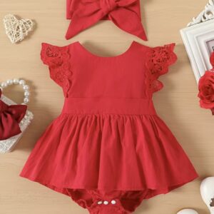 Red Lace Flutter sleeve bubble