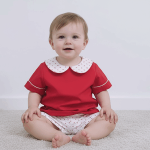 Boy’s Red Swiss Dot Short Set