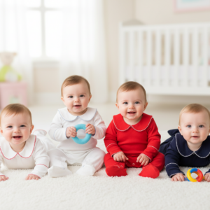 Peter Pan Collar Rompers with Picot trim
