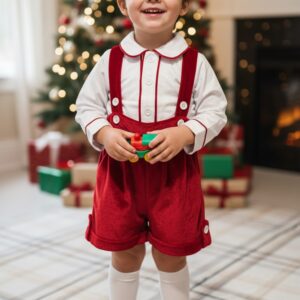 Boy Holiday Velvet Outfit, Christmas Outfit