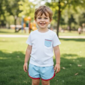 Woven Light Blue Boy set Short & Pants