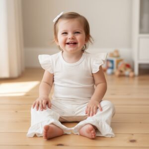 Girls Angel Sleeves Ivory Jumpsuit