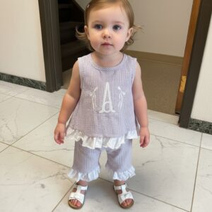 Summer Capri Set Seersucker Outfit