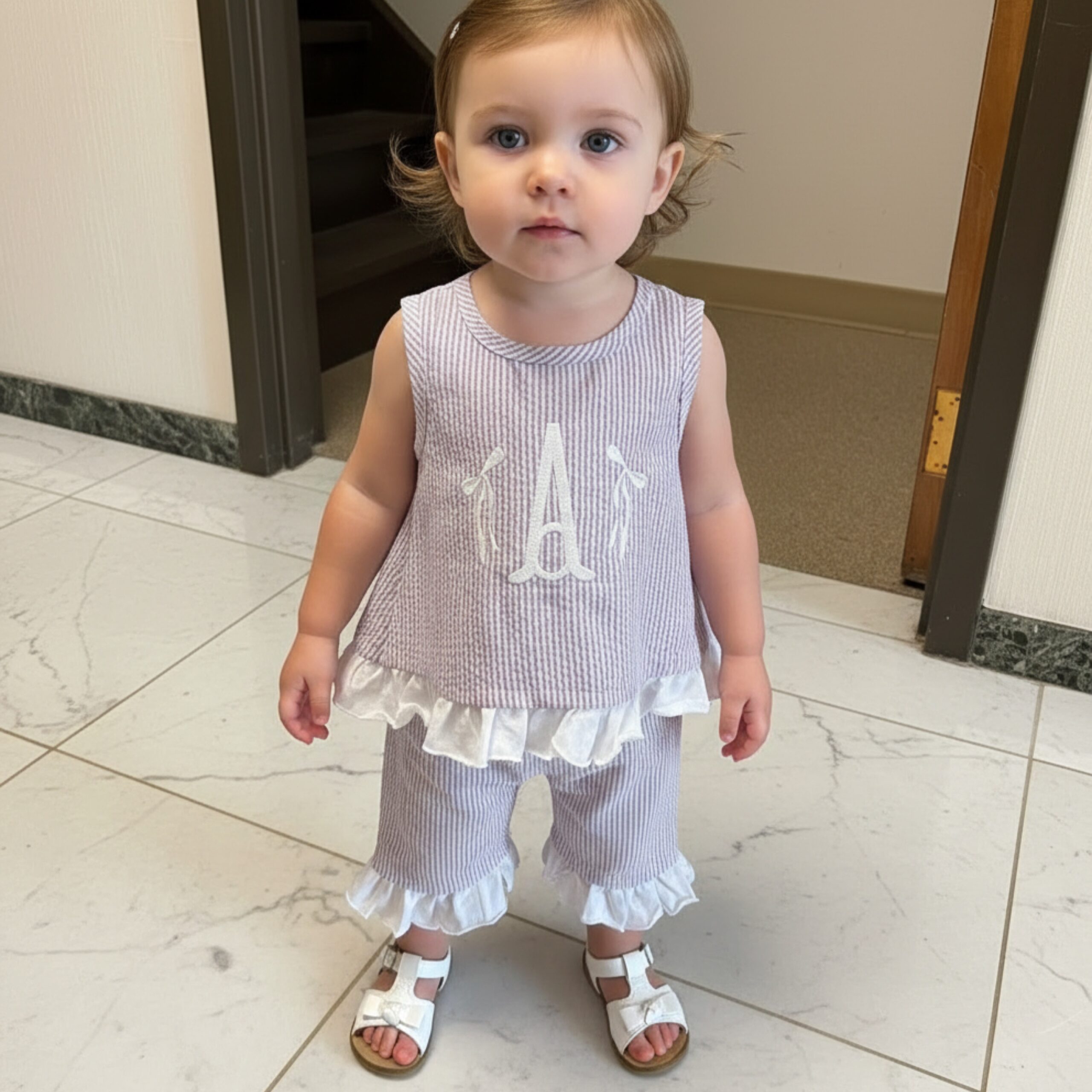 Summer Capri Set Seersucker Outfit