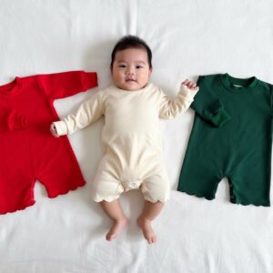 Scalloped Adult Sweatshirts Sets and Baby Jumpsuits(MOMMY&ME)