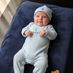 Personalized Baby Sleeper with Footies Set (Romper & Hat)  100% Cotton