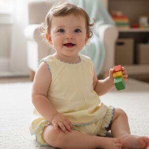 DIAPER SET WITH BLUE RICRAC